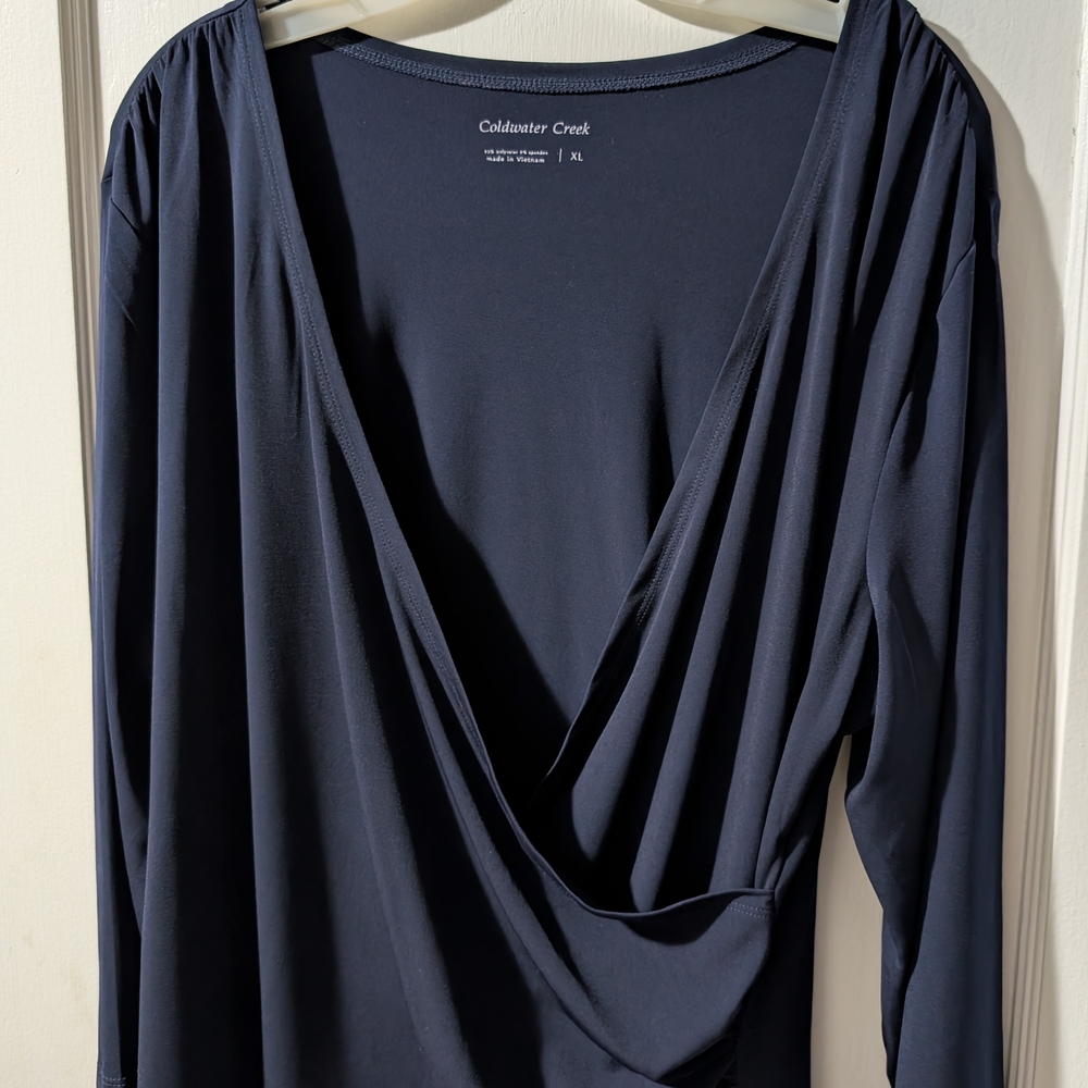 Coldwater Creek Dark Blue Draped Top